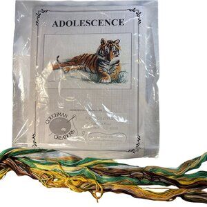 Couchtman Creations Cross Stitch Kit Adolescence Tiger Thread Canvas READ